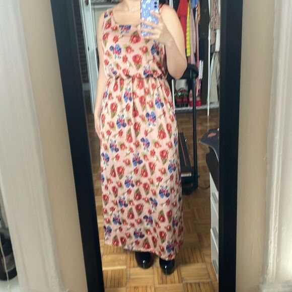 Qed London blush pink flower roses summer vacation travel women’s maxi dress - Picture 3 of 10